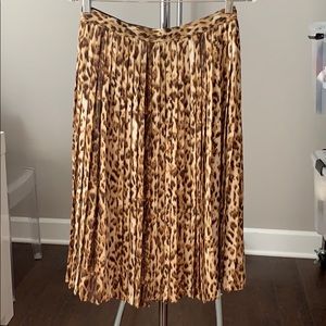 J. Crew leopard pleated midi skirt NWT